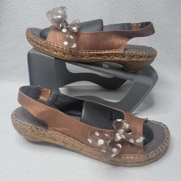 Eric Michael Sandals Women's‎ Size 8 Brown Slip-On Shoes Peep Toe Bohemian - Picture 2 of 8